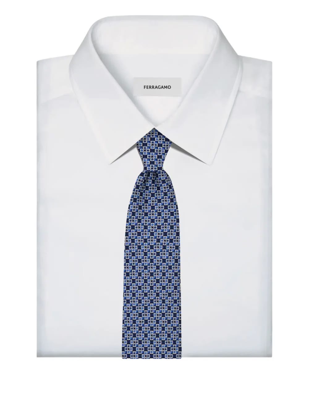 gancini square print silk tie