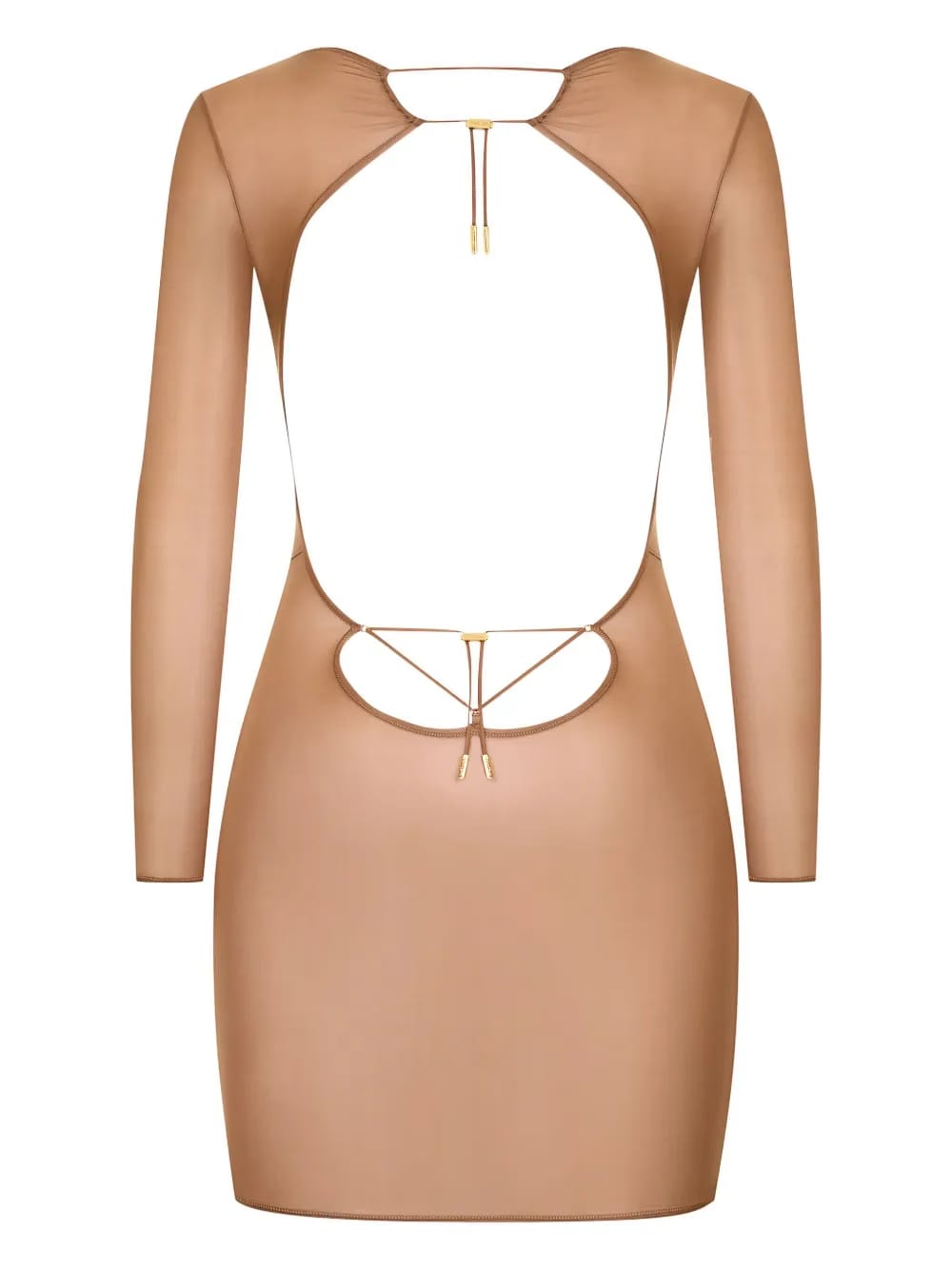 open-back long-sleeve mini dress