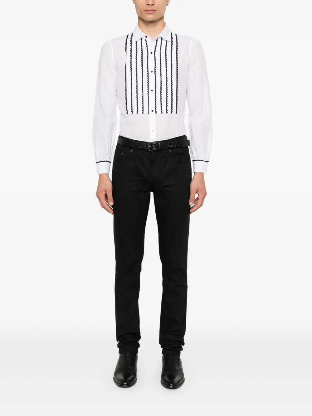 contrasting lace-detail shirt