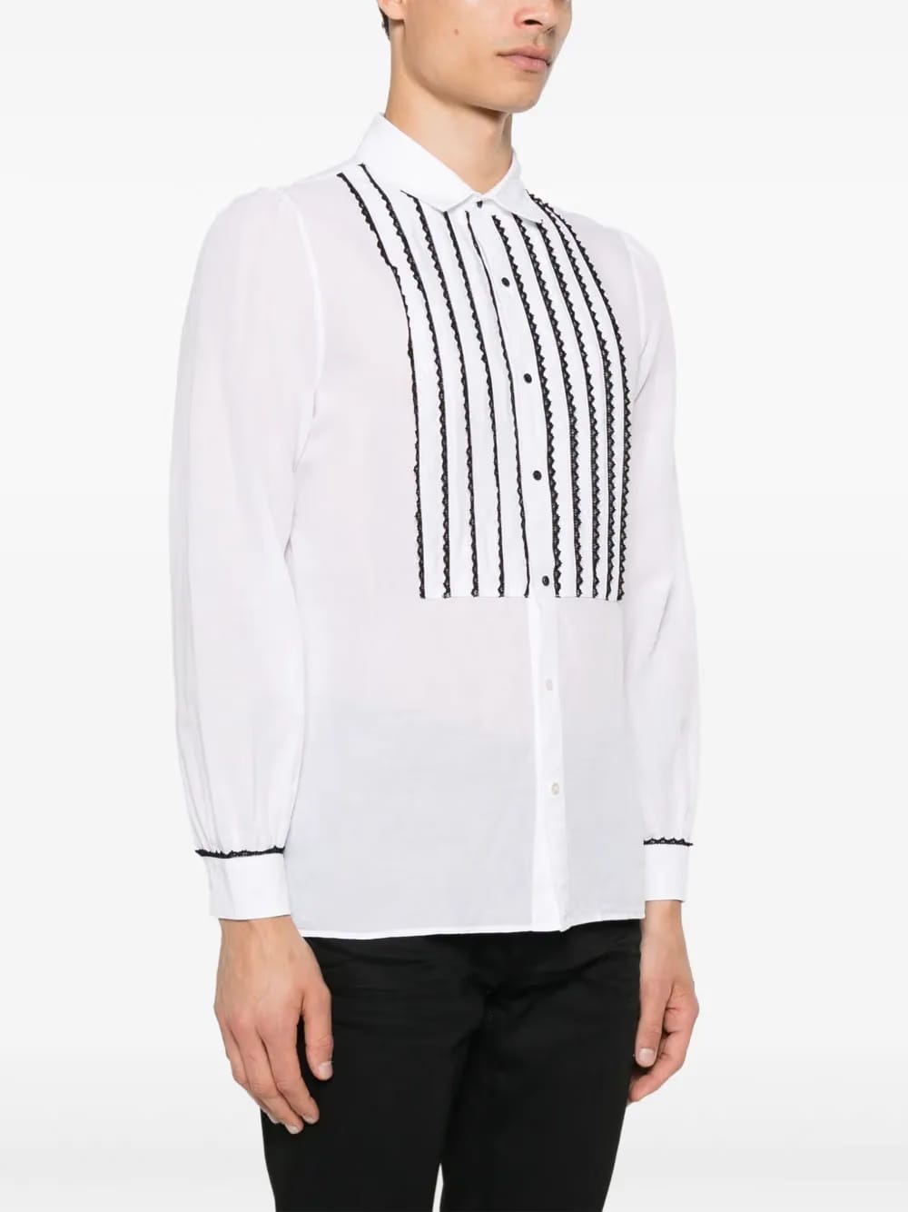 contrasting lace-detail shirt
