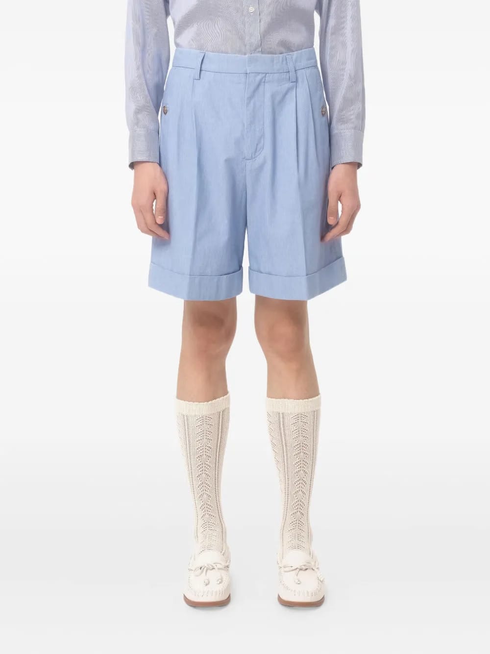 cuffed denim Bermuda shorts