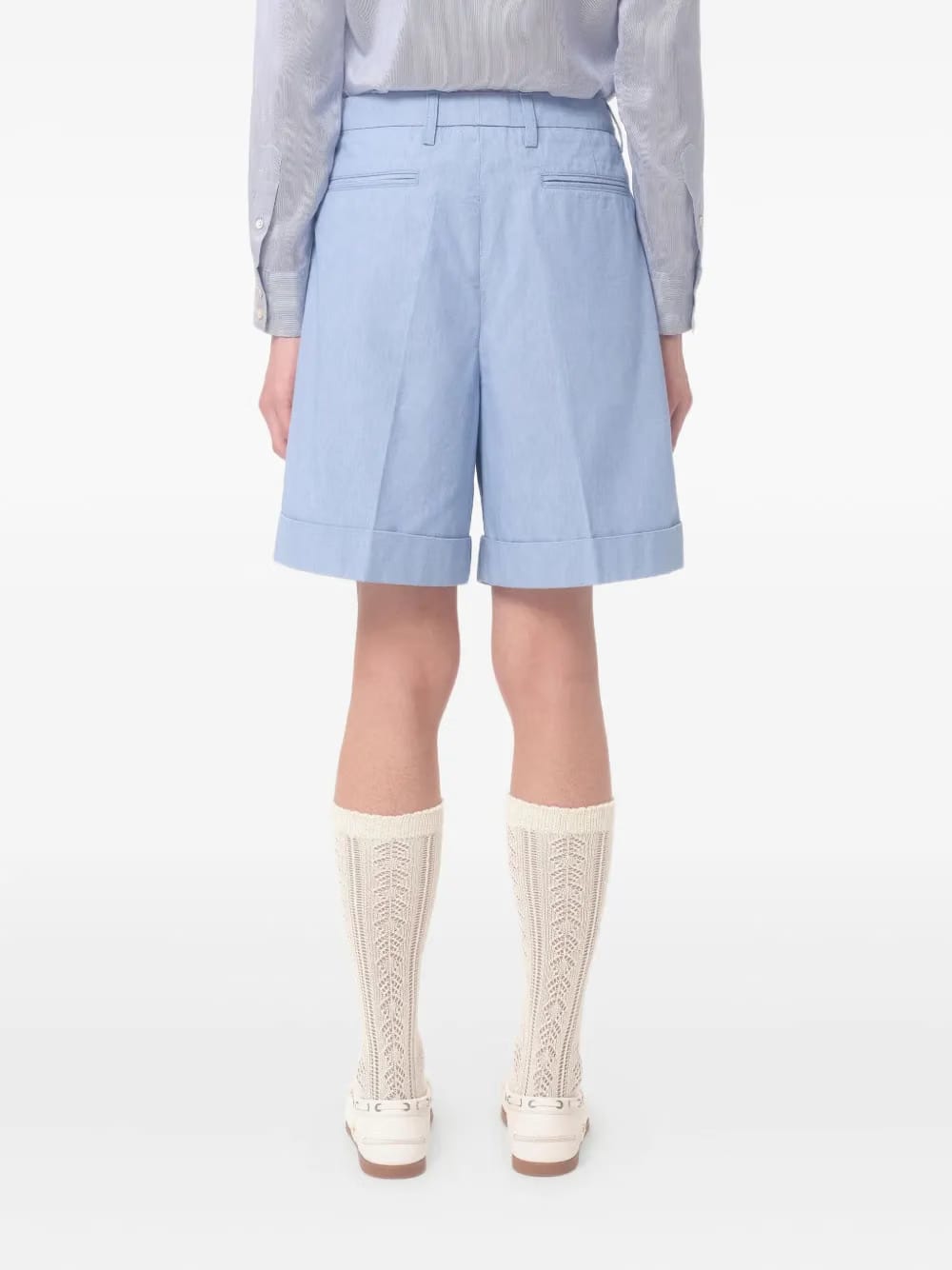 cuffed denim Bermuda shorts