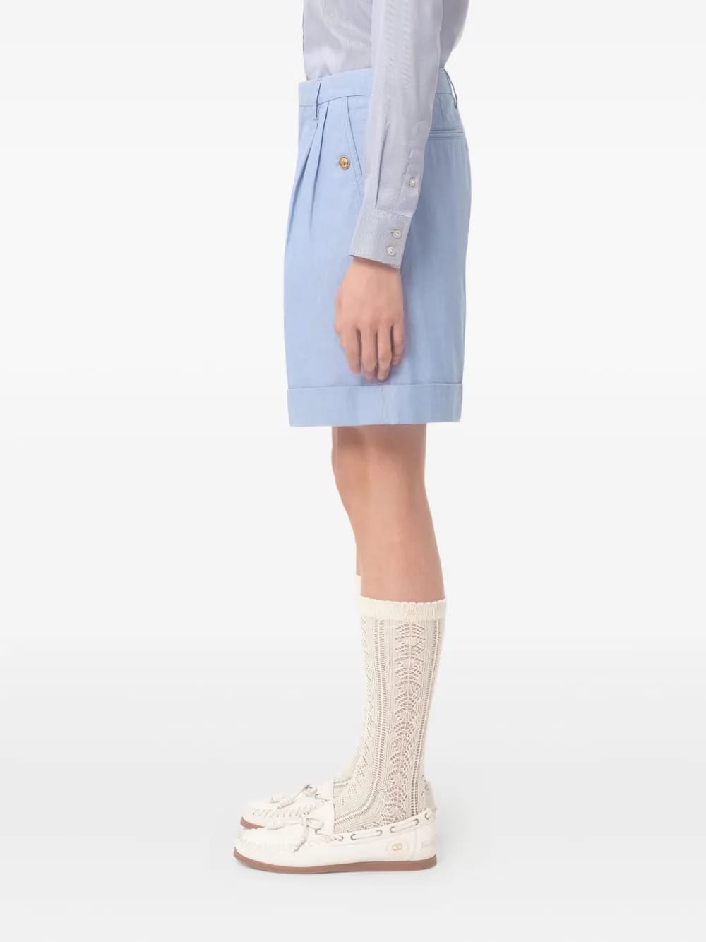 cuffed denim Bermuda shorts
