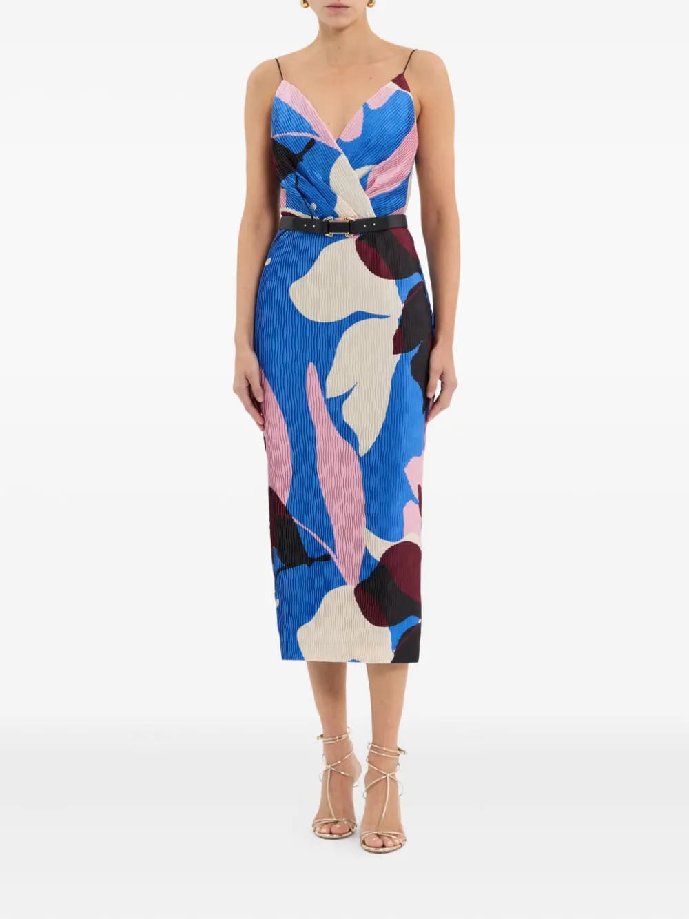 Mika pleated floral-print midi dress