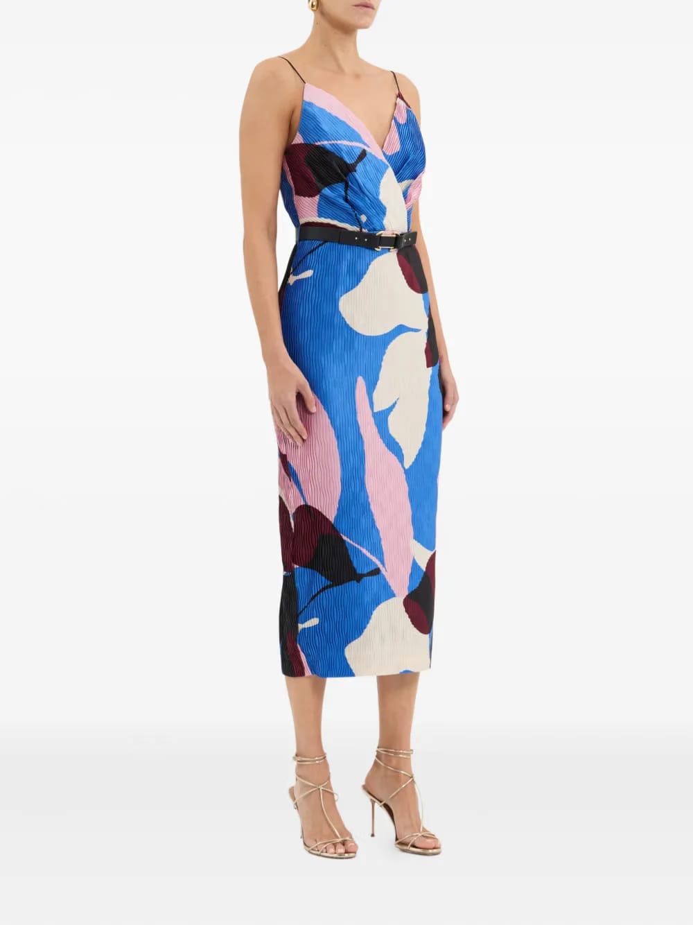 Mika pleated floral-print midi dress