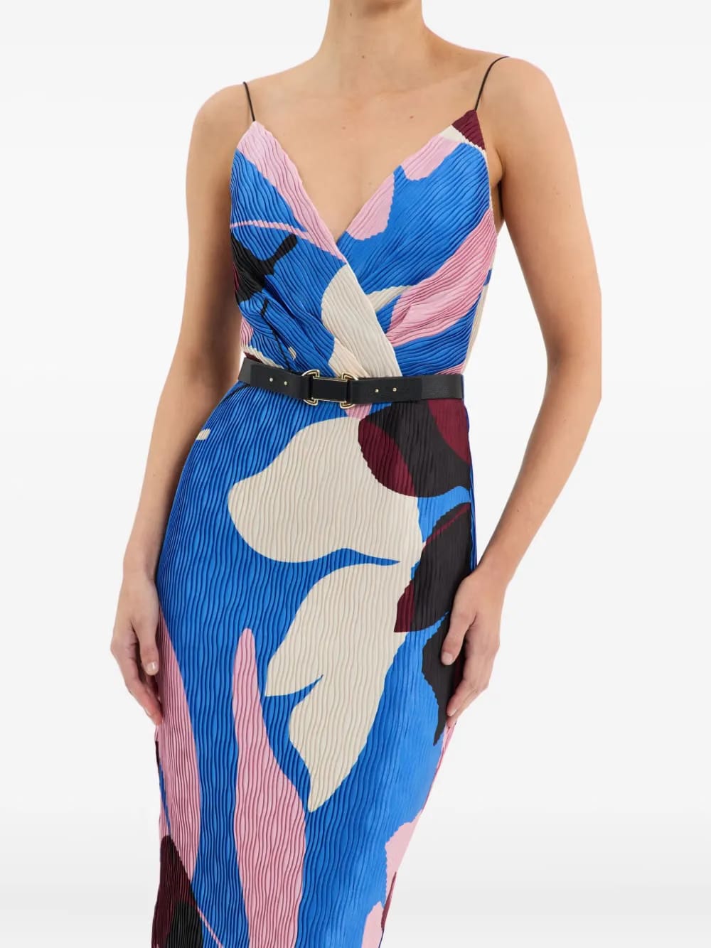 Mika pleated floral-print midi dress
