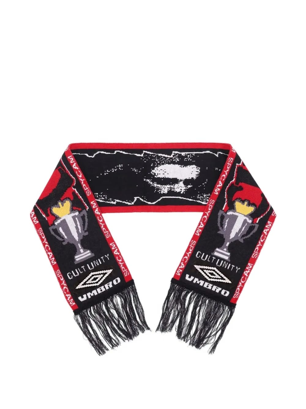 graphic-embroidered scarf