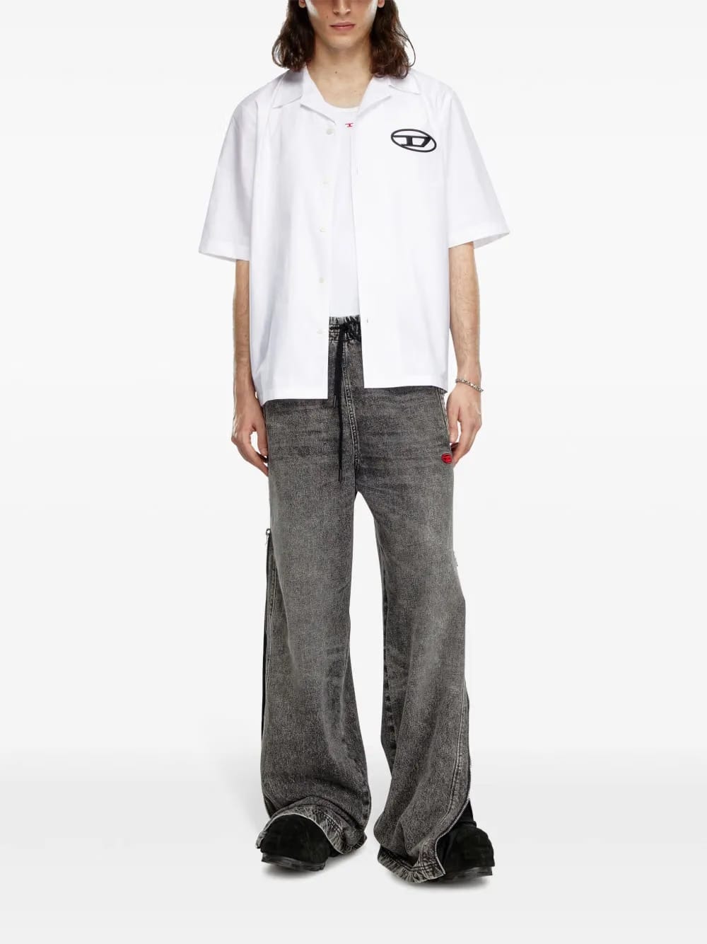 logo embroidered bowling shirt