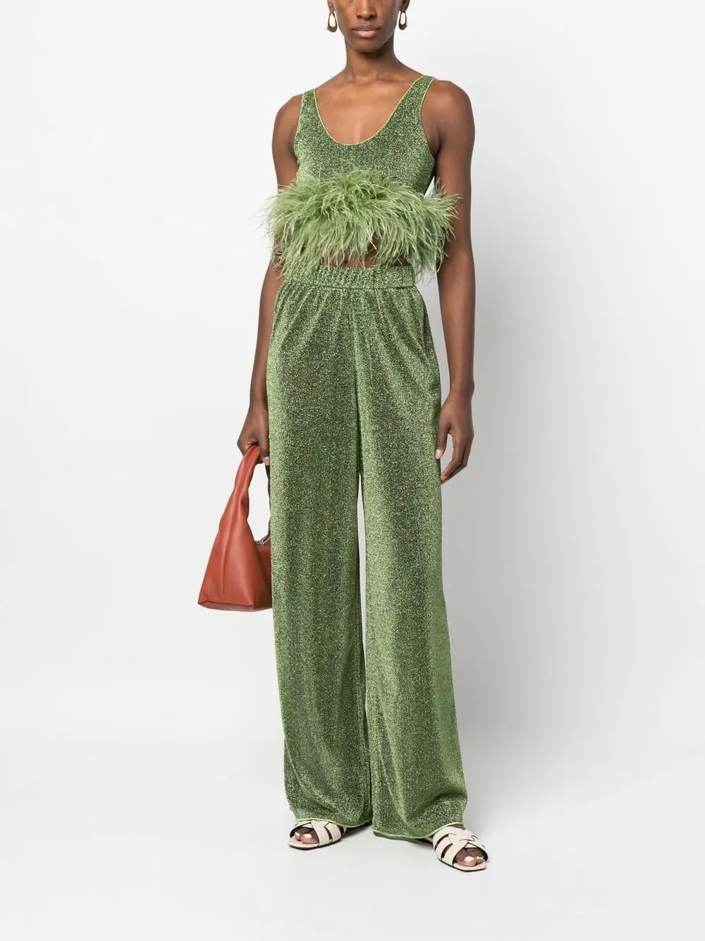 lurex-detail high-waisted trousers