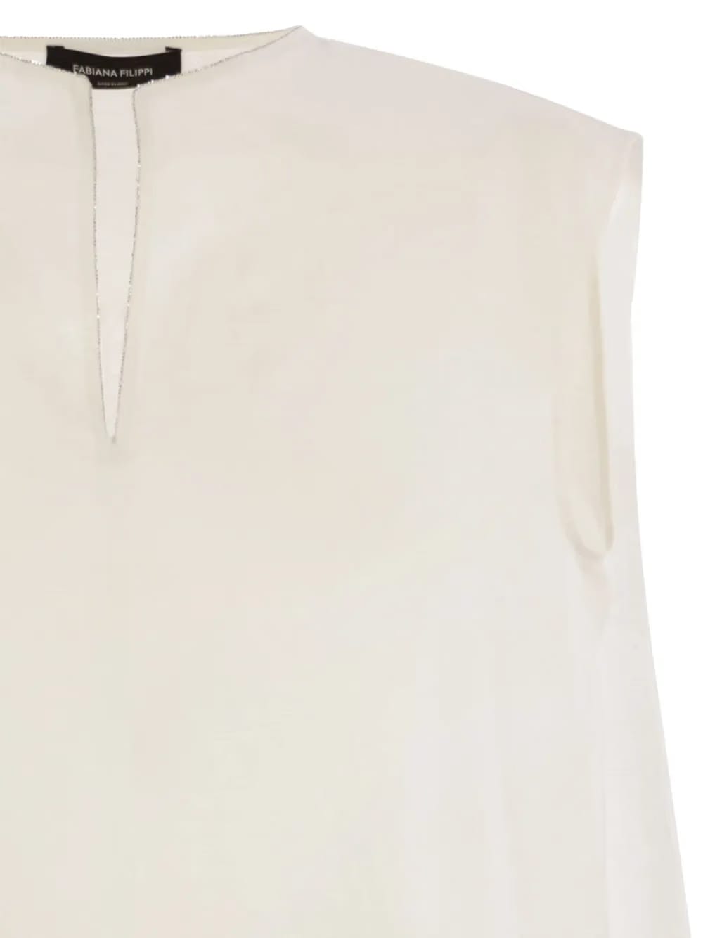 metallic-trim linen top