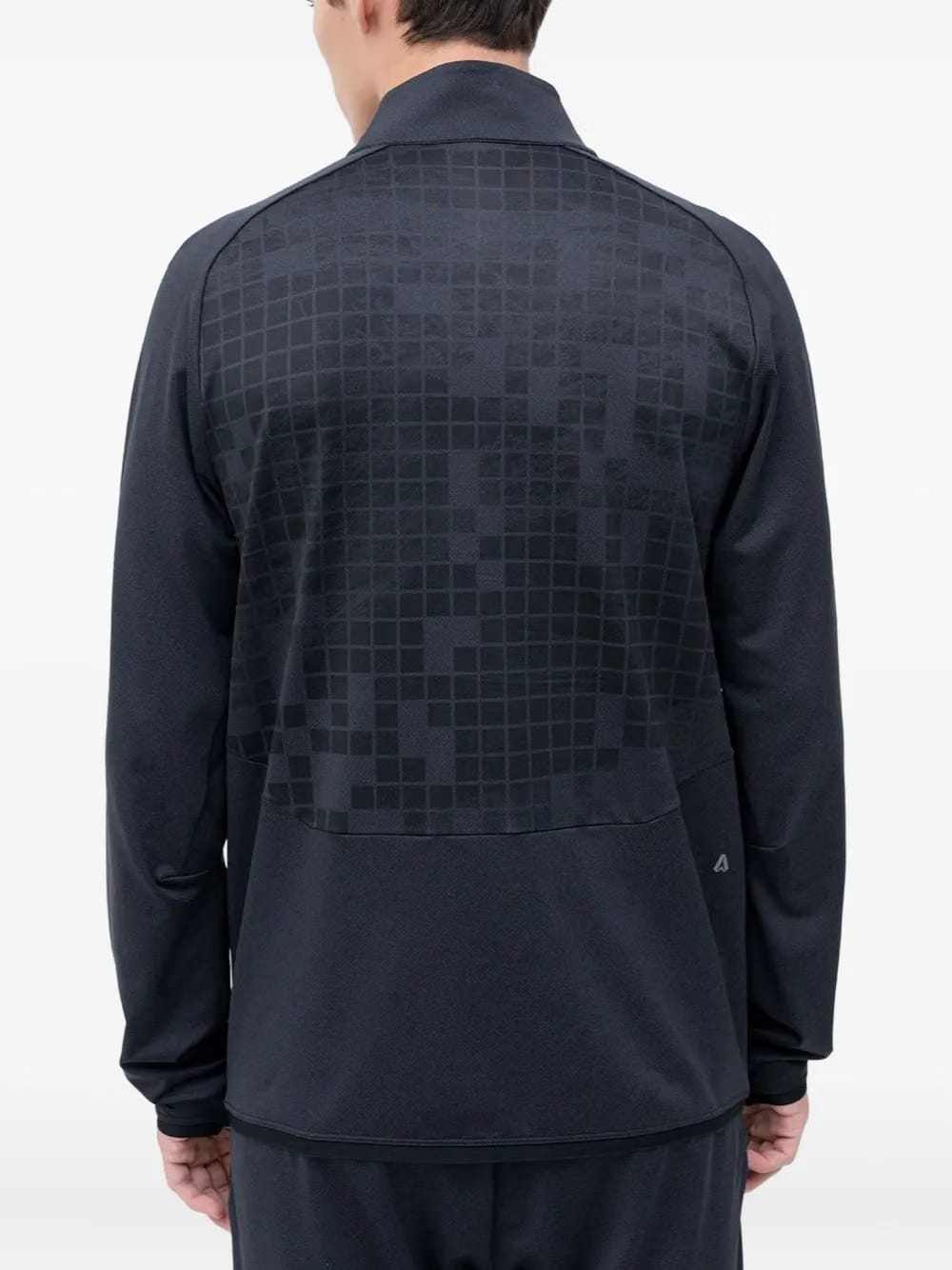 grid zip-up sweater