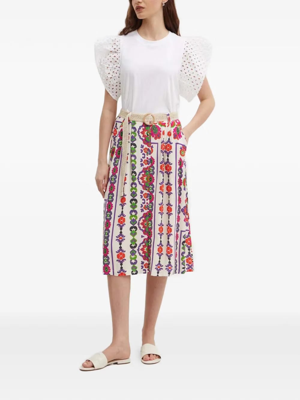 Jouet floral button midi skirt