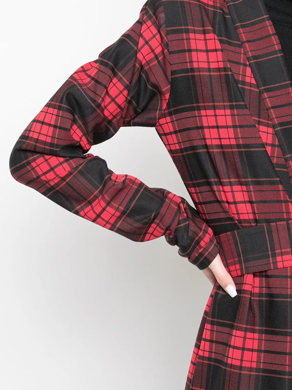 plaid belted coat