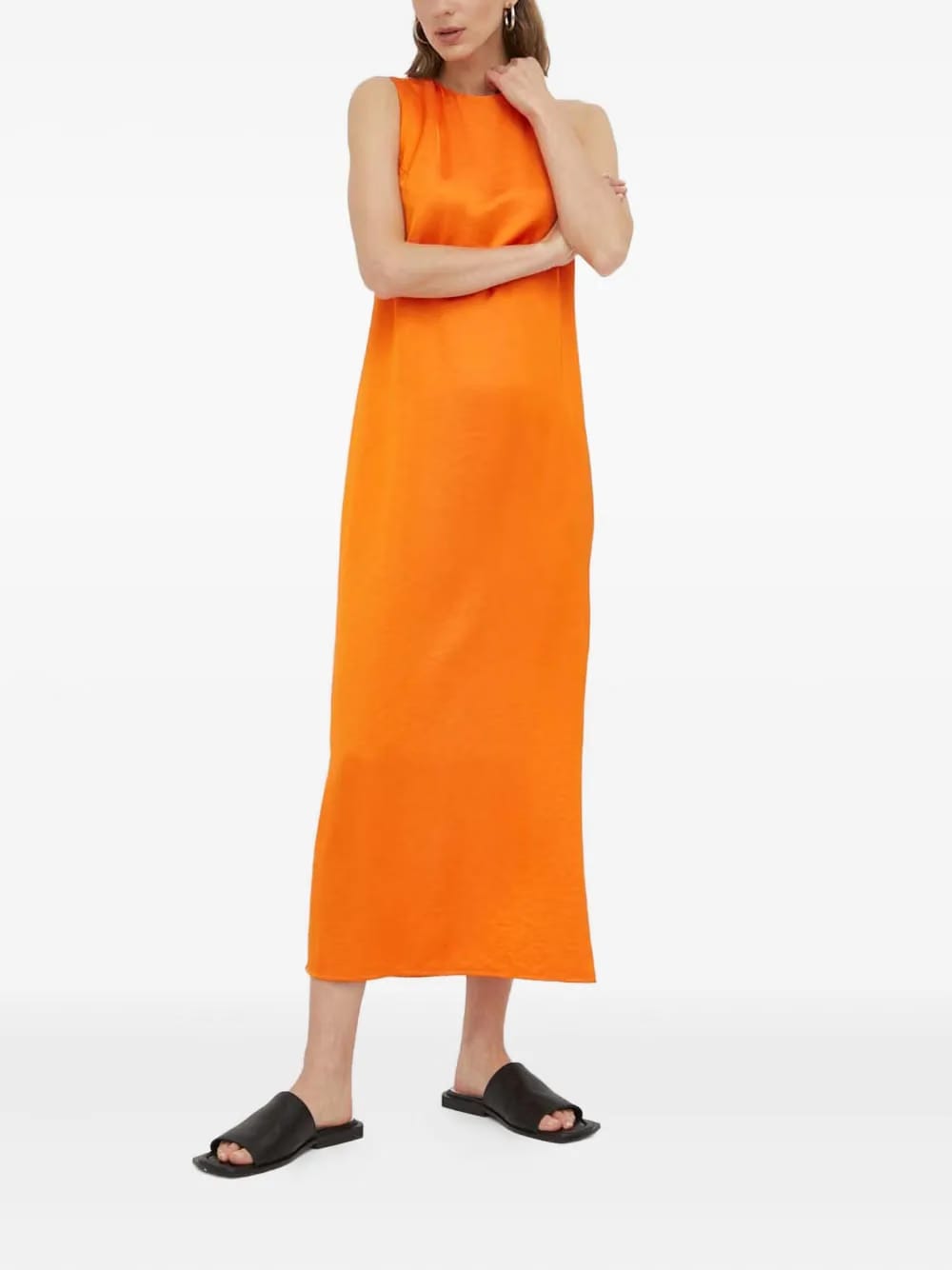 side-slit sleeveless midi dress