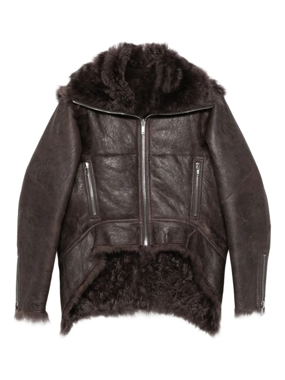 shearling zip-front jacket