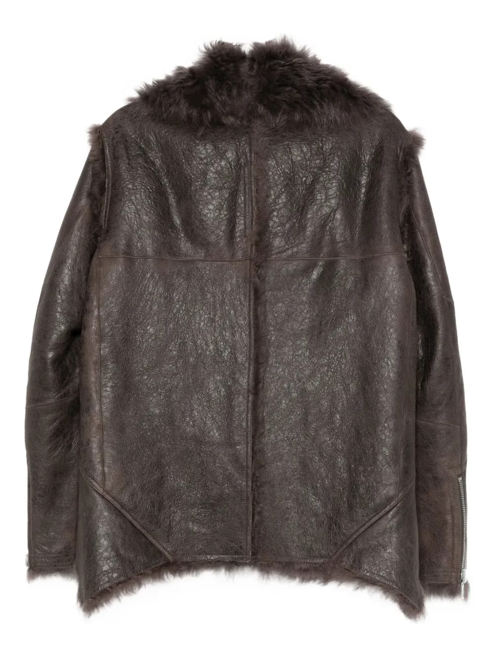 shearling zip-front jacket