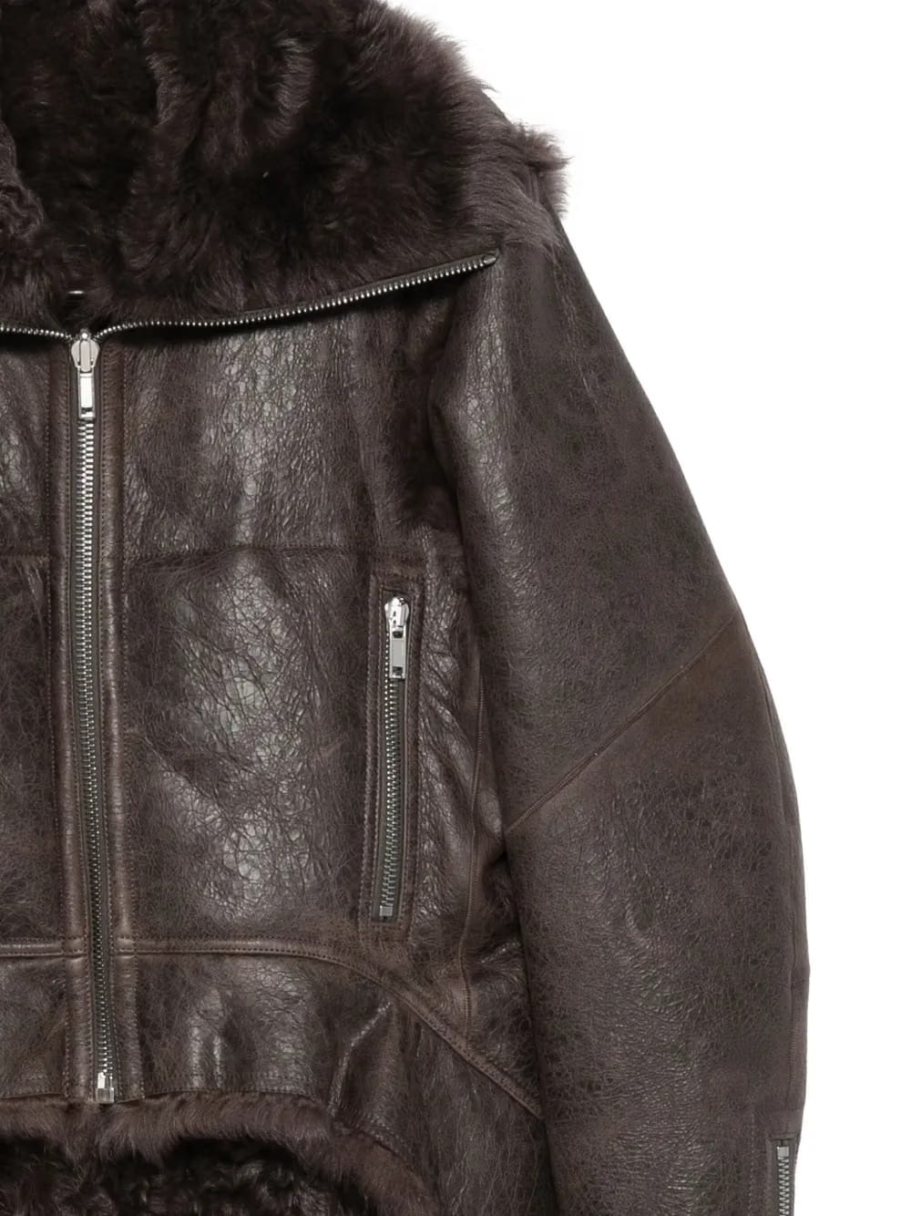 shearling zip-front jacket