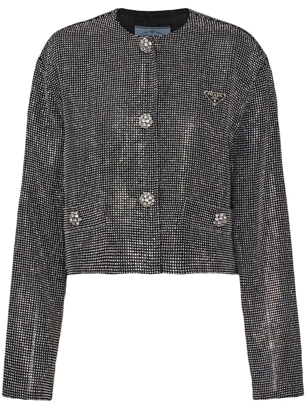 rhinestone-encrusted mesh jacket