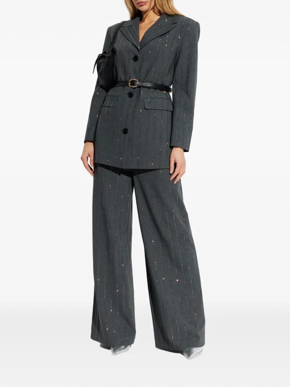 rhinestone-embellished belted blazer