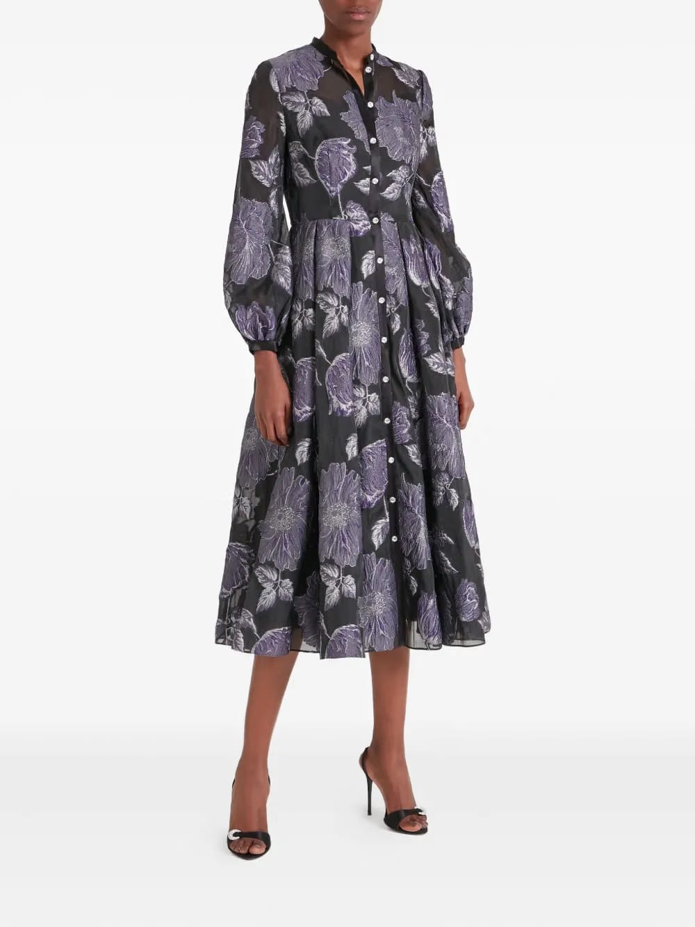Bridget Cocktail floral-print button-front midi dress