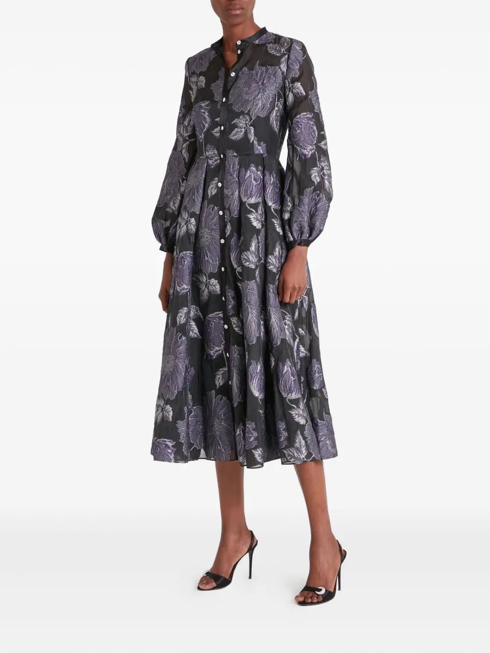 Bridget Cocktail floral-print button-front midi dress