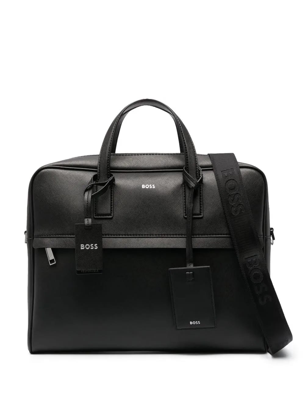 logo-stamp leather laptop bag