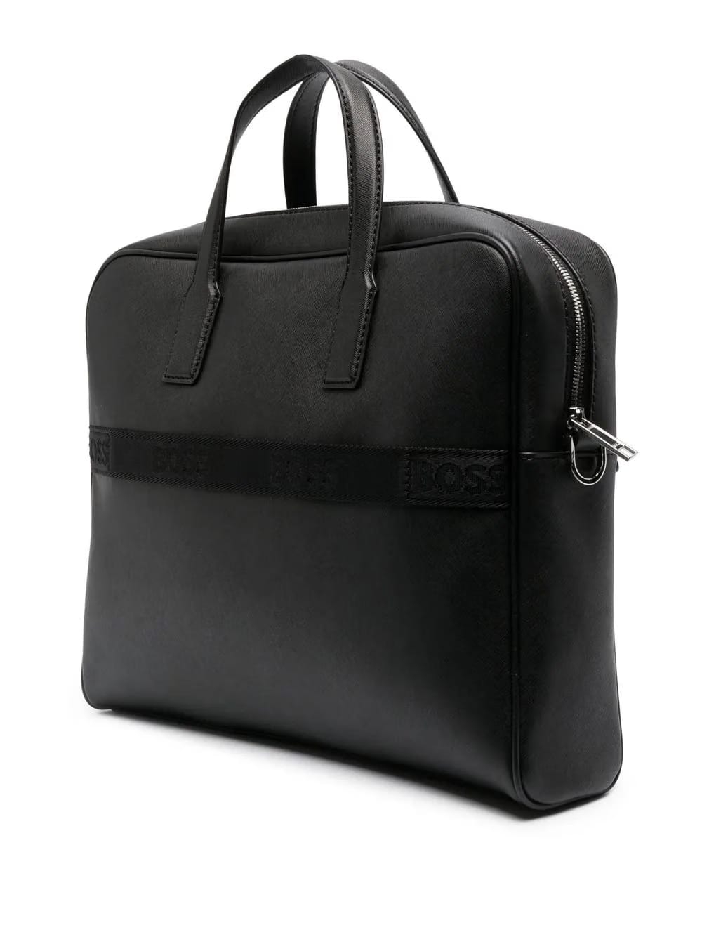 logo-stamp leather laptop bag