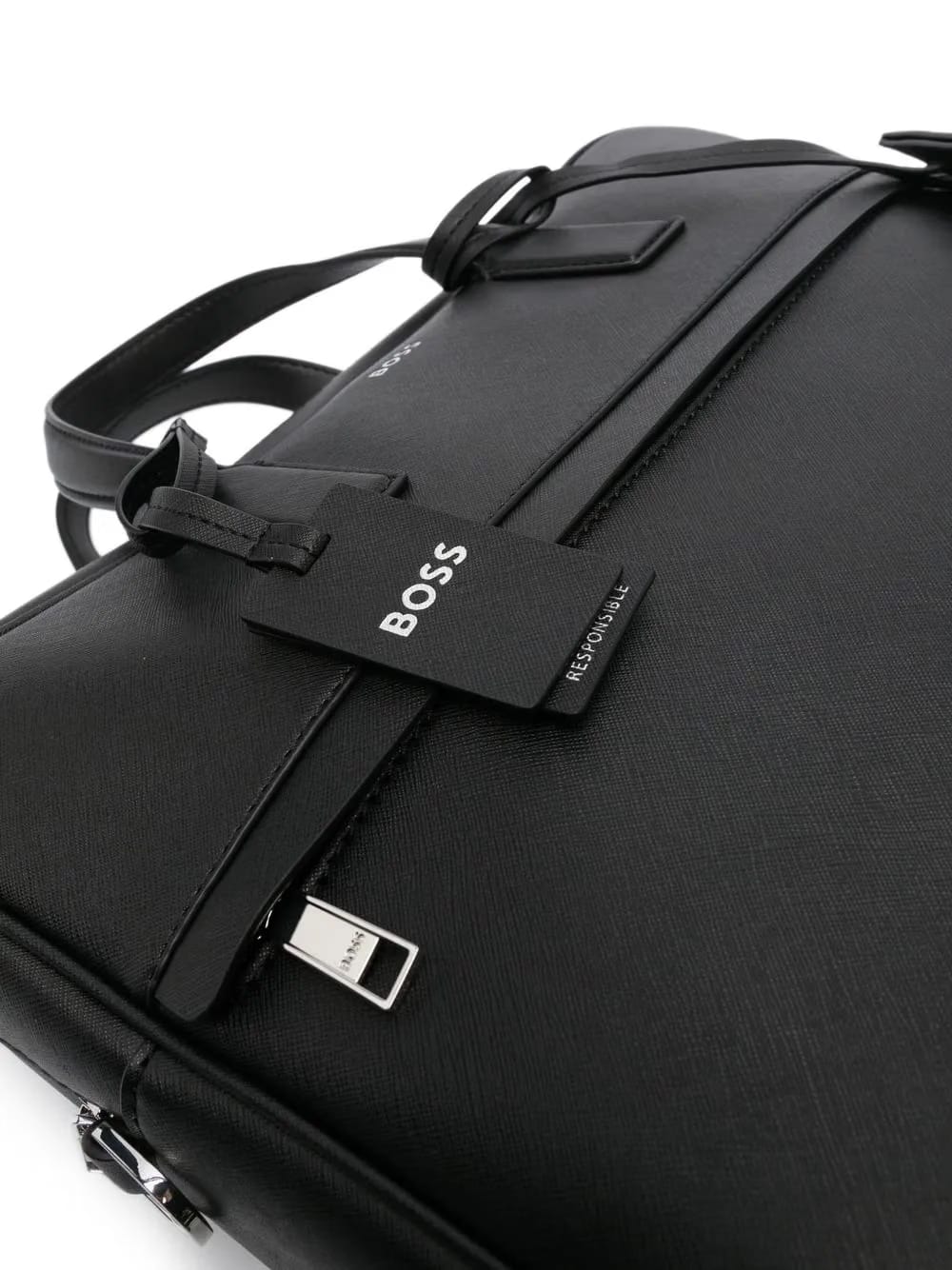 logo-stamp leather laptop bag