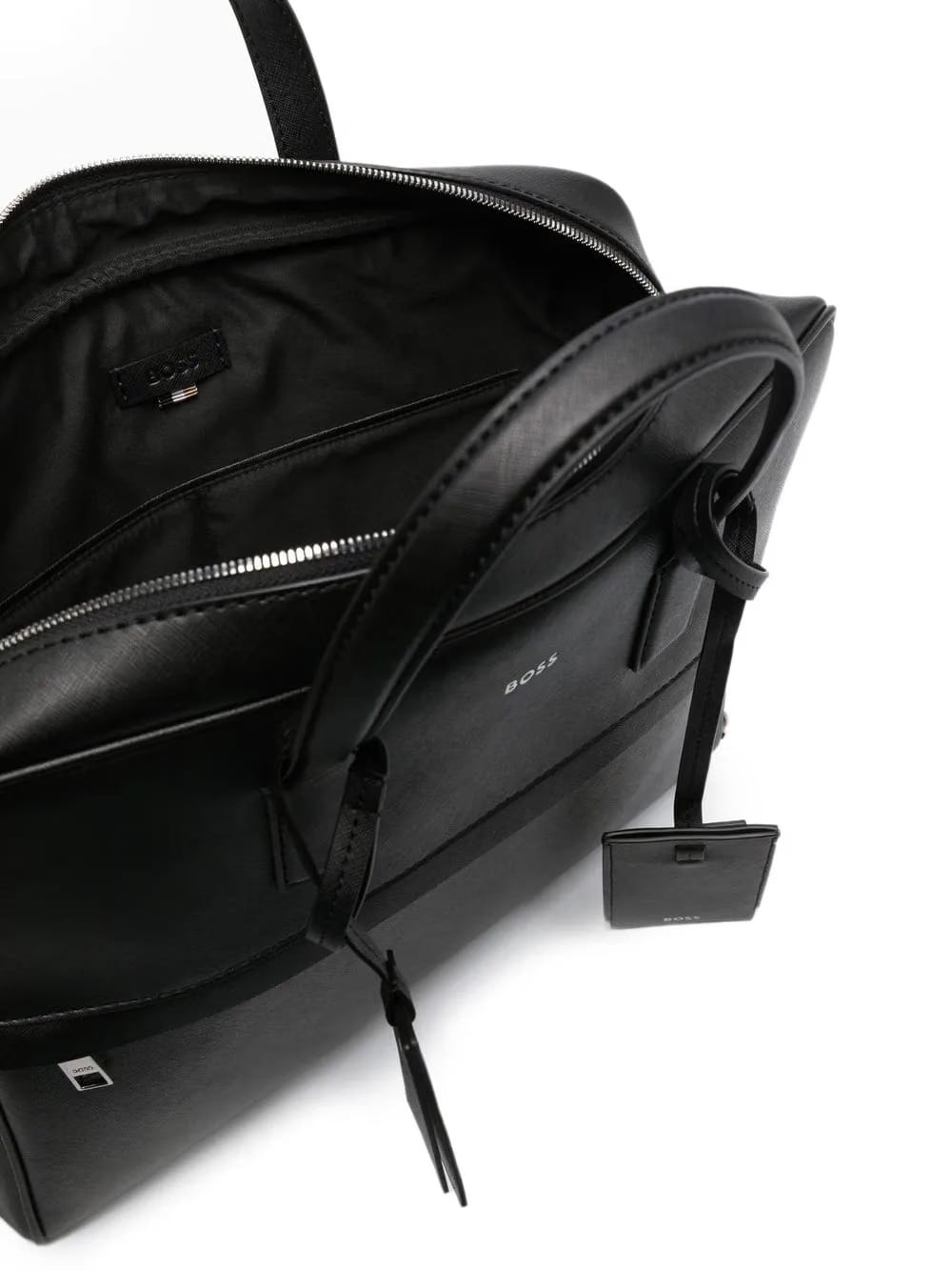 logo-stamp leather laptop bag