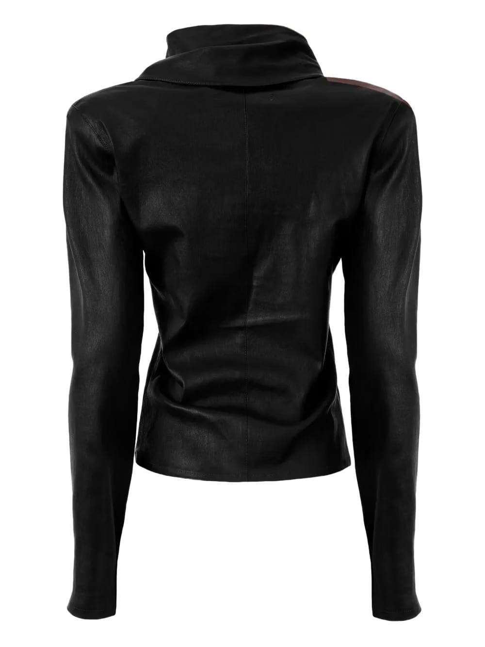 cowl-neck leather top