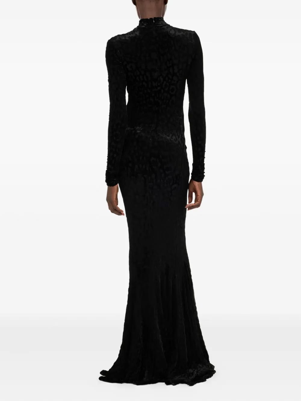 jaguar-print mock-neck maxi dress