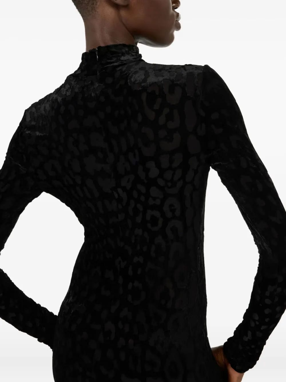 jaguar-print mock-neck maxi dress