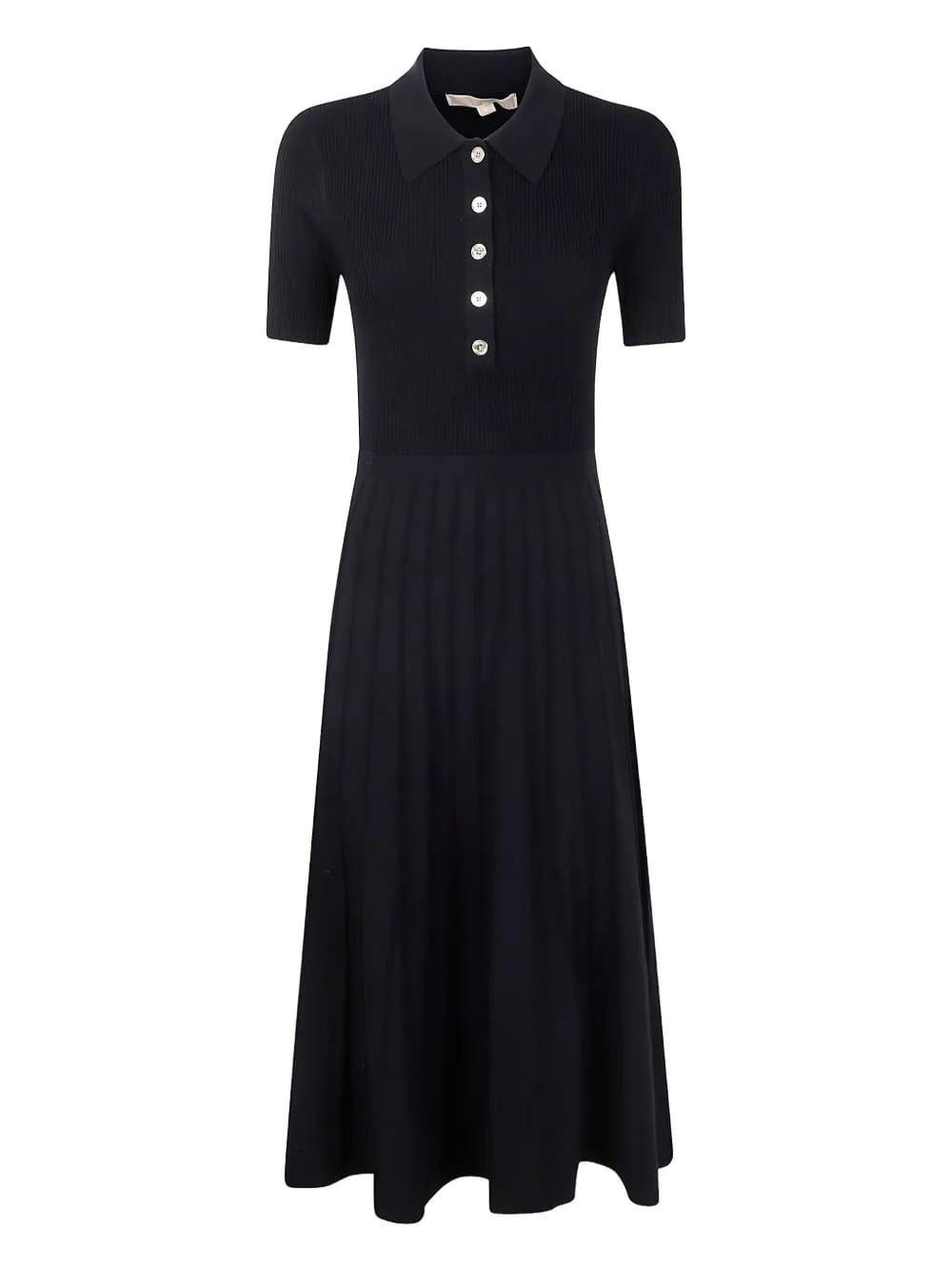ribbed polo pleated midi dress
