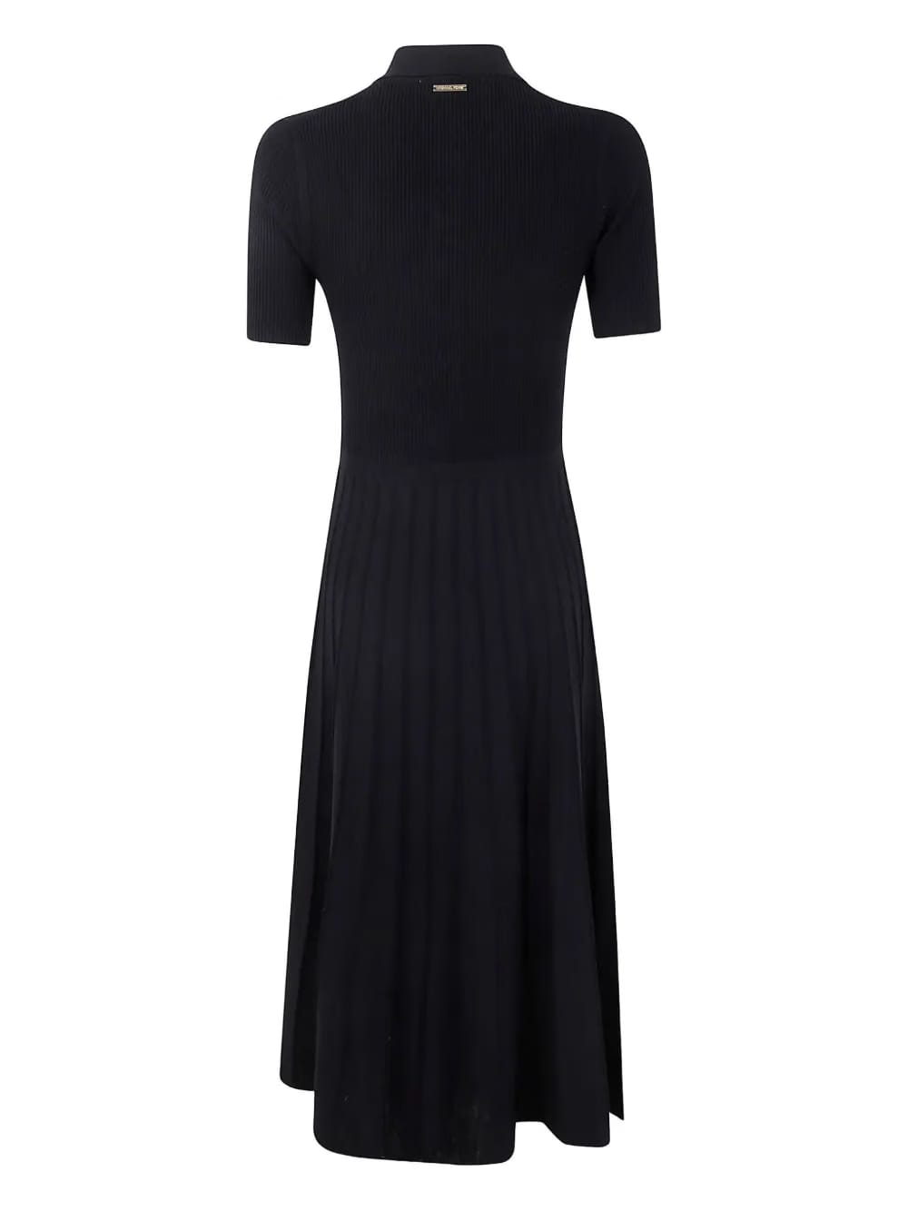 ribbed polo pleated midi dress