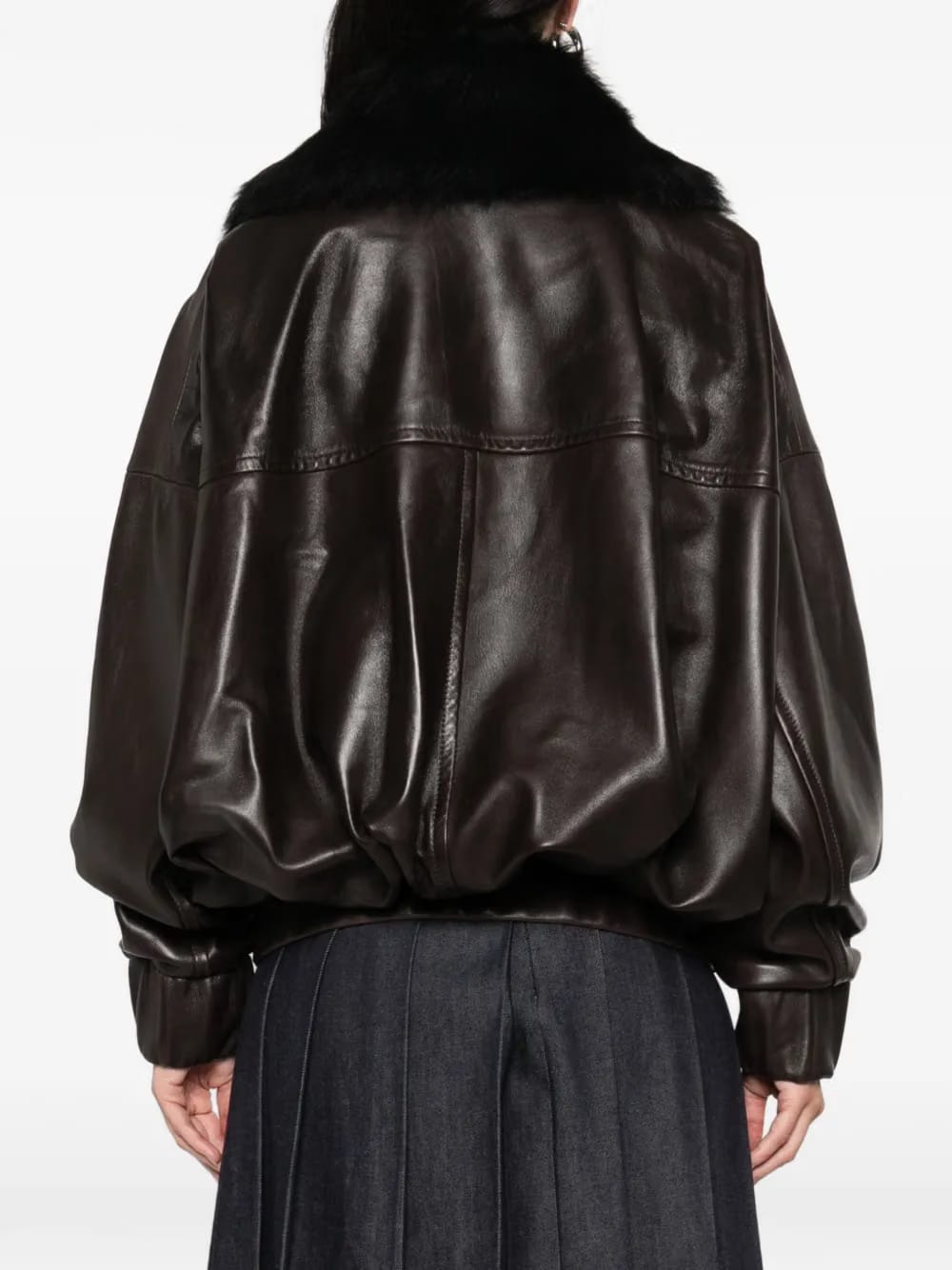 fur-collar leather jacket