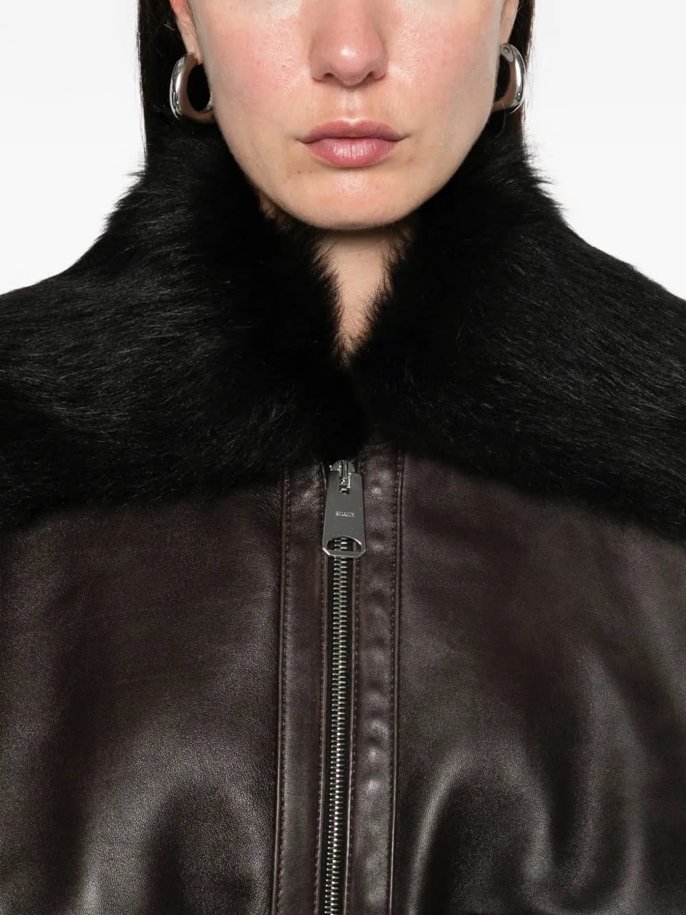 fur-collar leather jacket