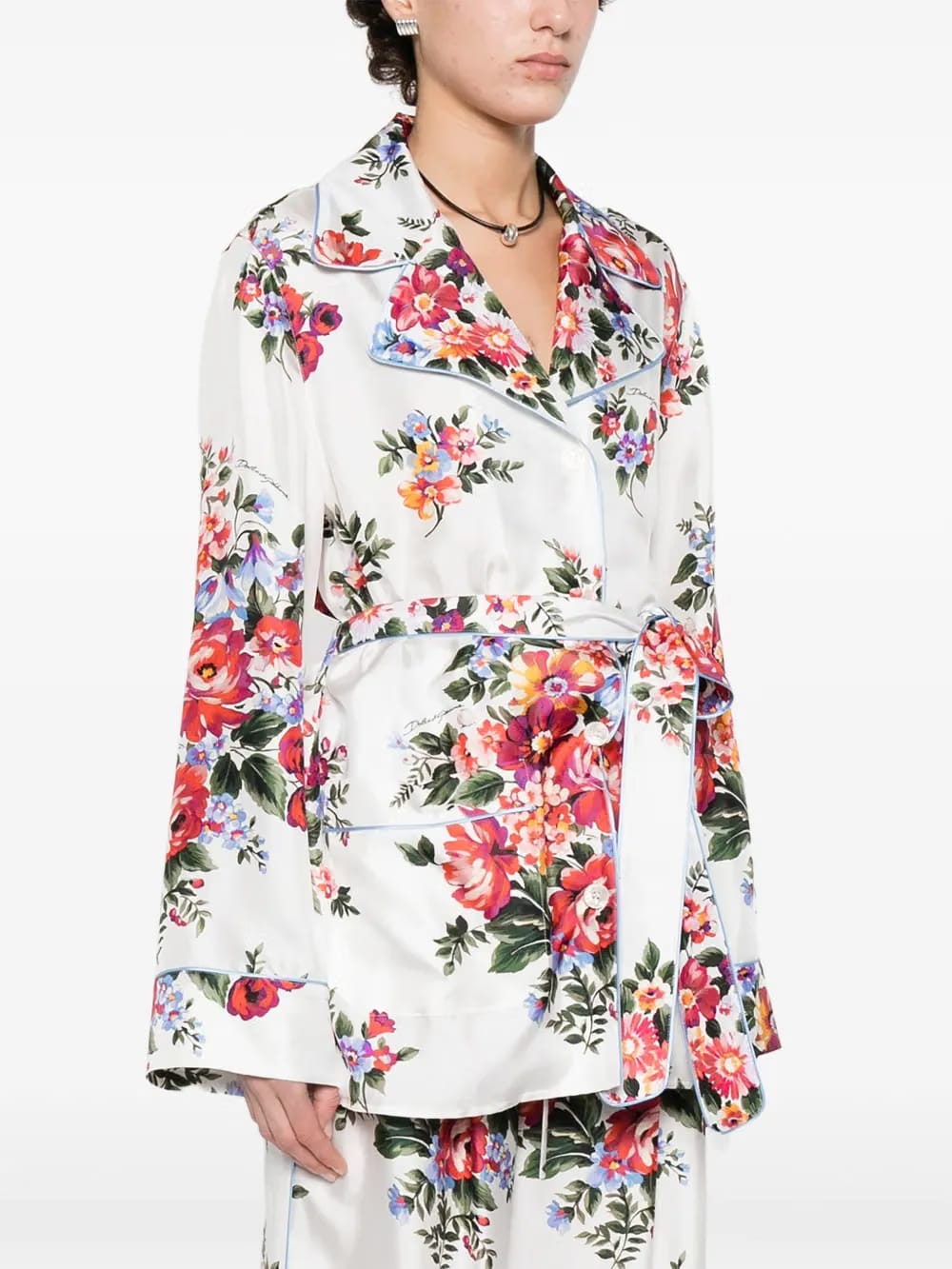bouquet-print vanity twill shirt