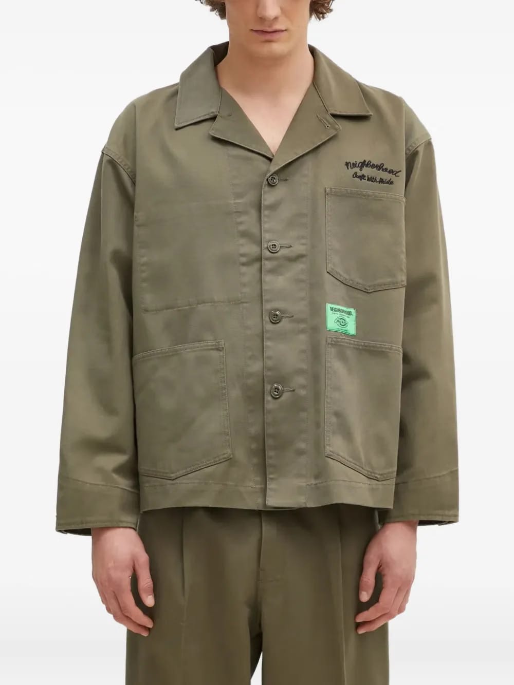 embroidered-logo patch-pocket jacket