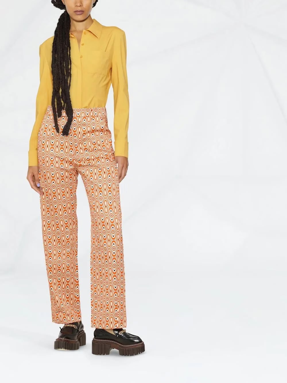 abstract-print trousers