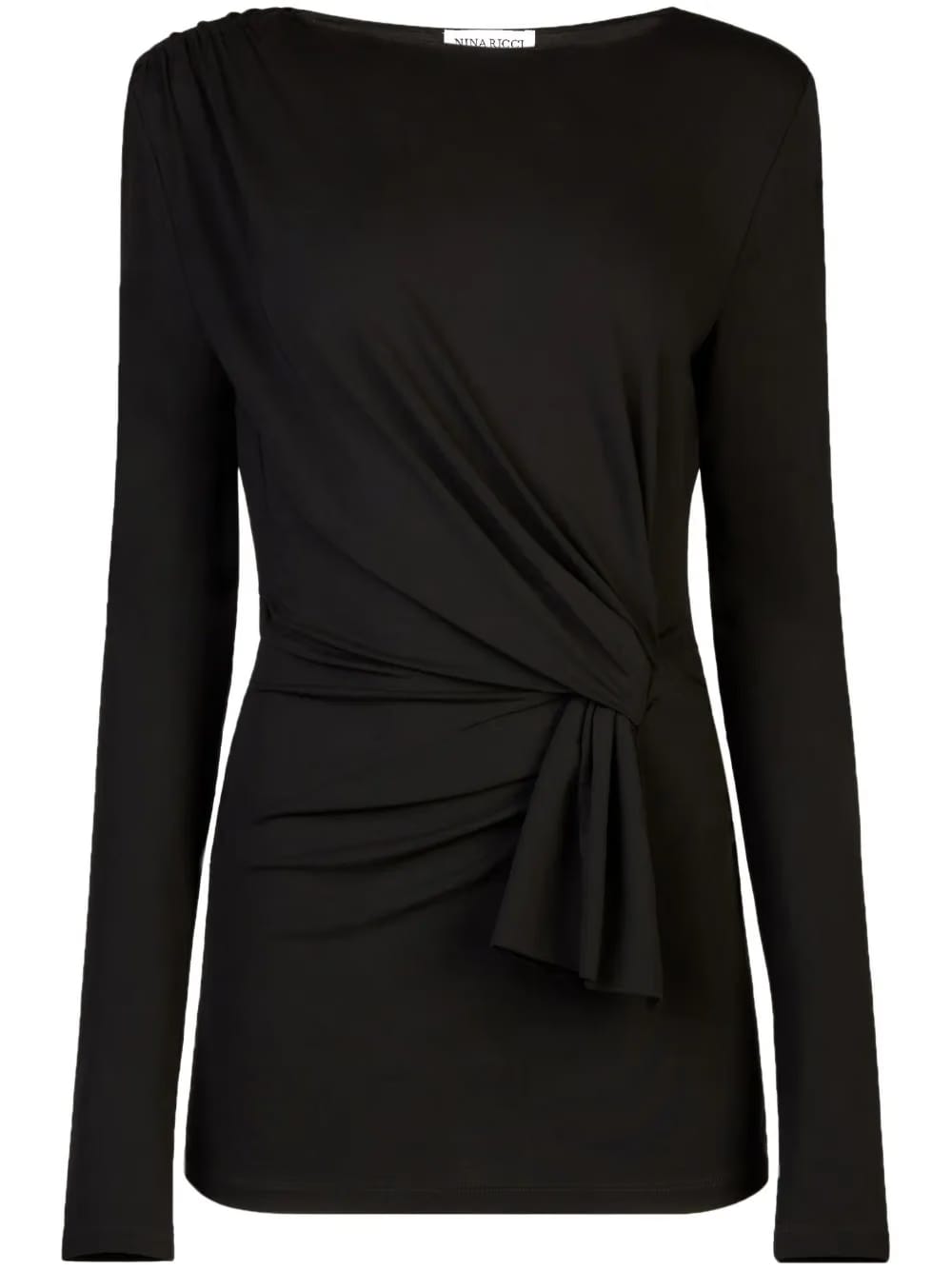 long-sleeve draped wrap top