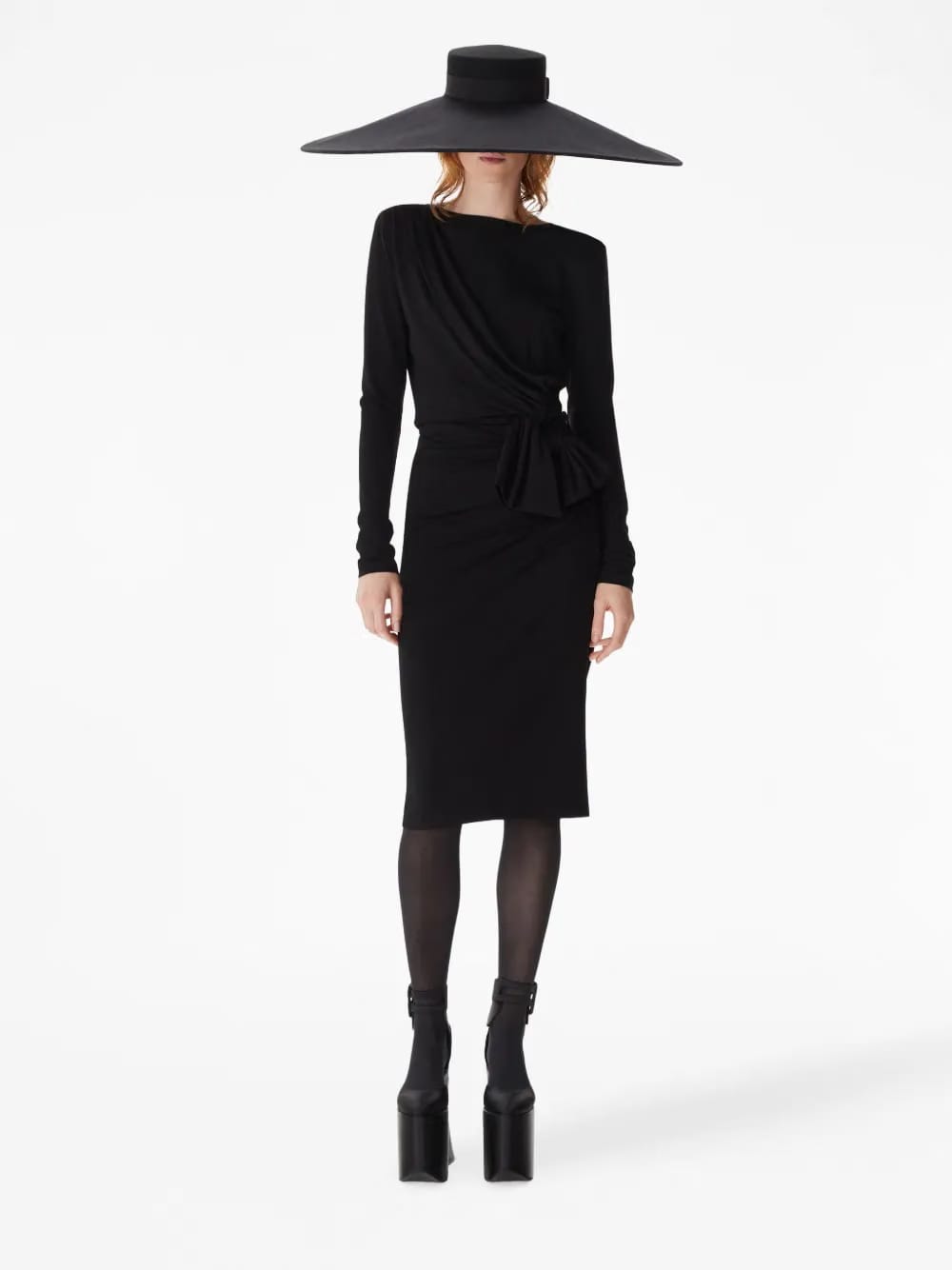 long-sleeve draped wrap top