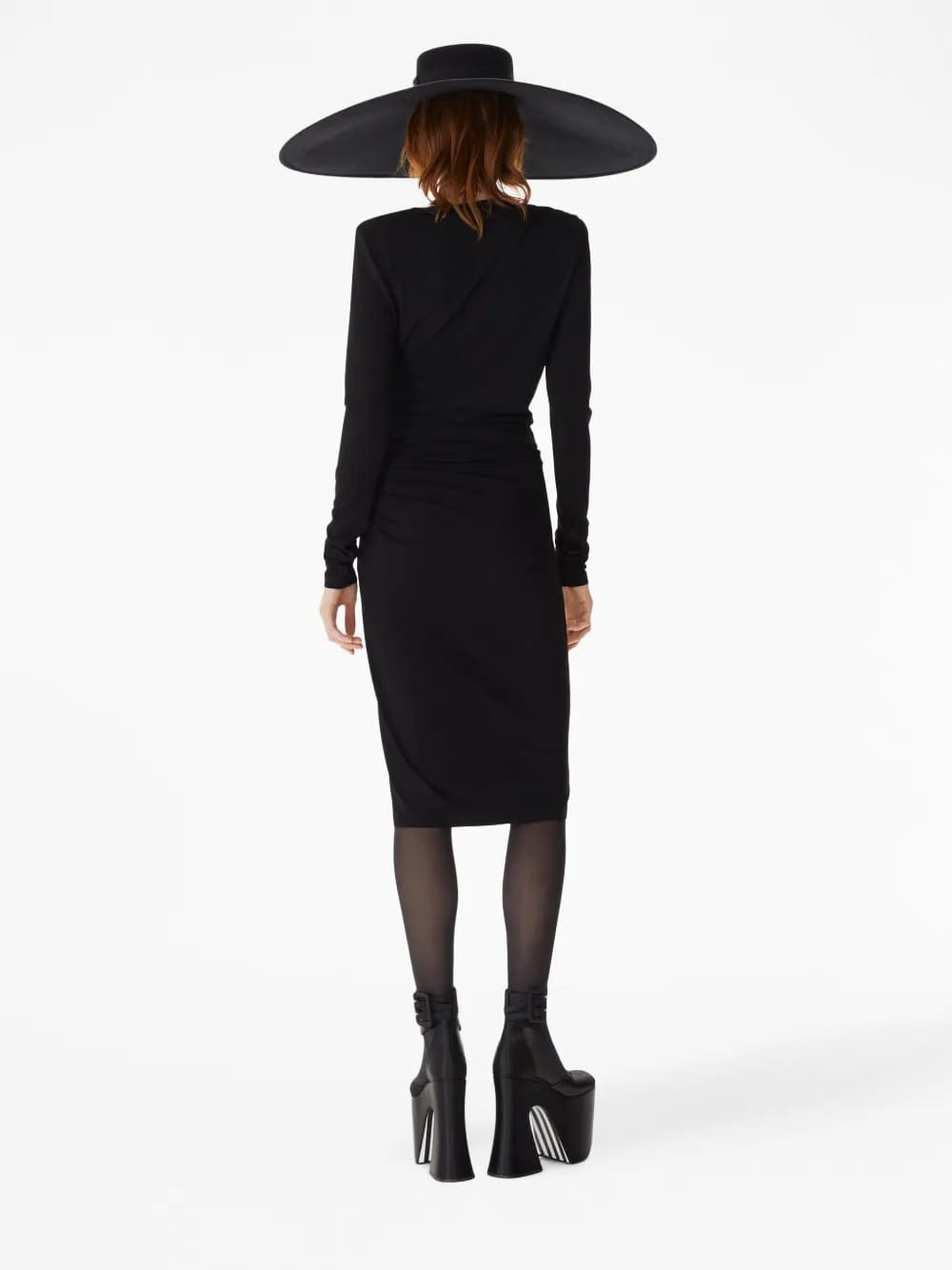 long-sleeve draped wrap top