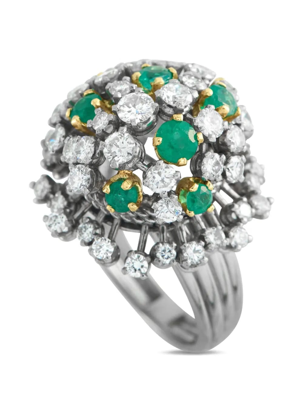 diamond emerald platinum ring