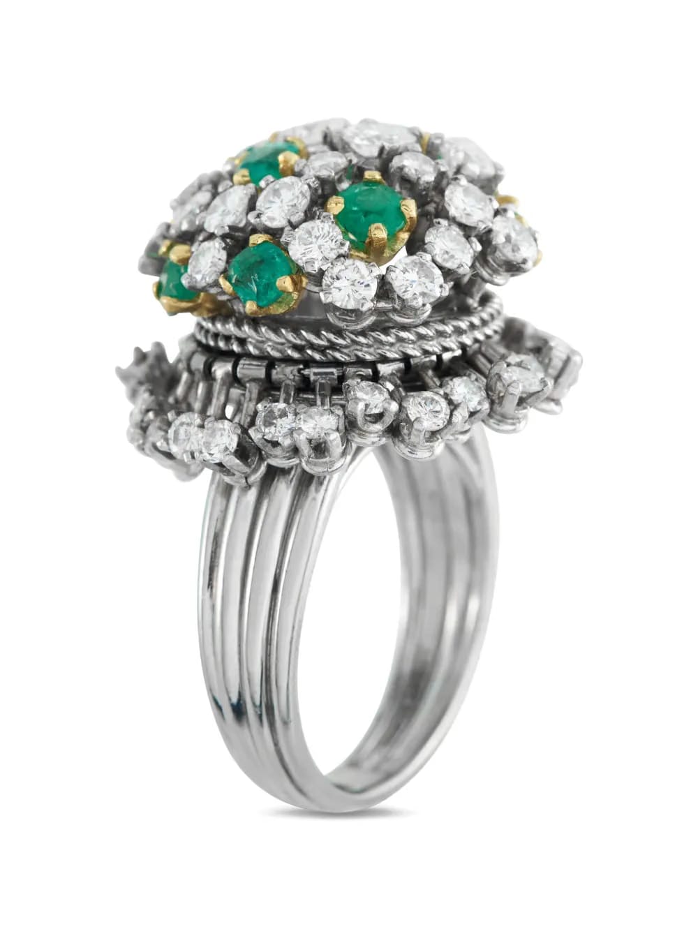 diamond emerald platinum ring
