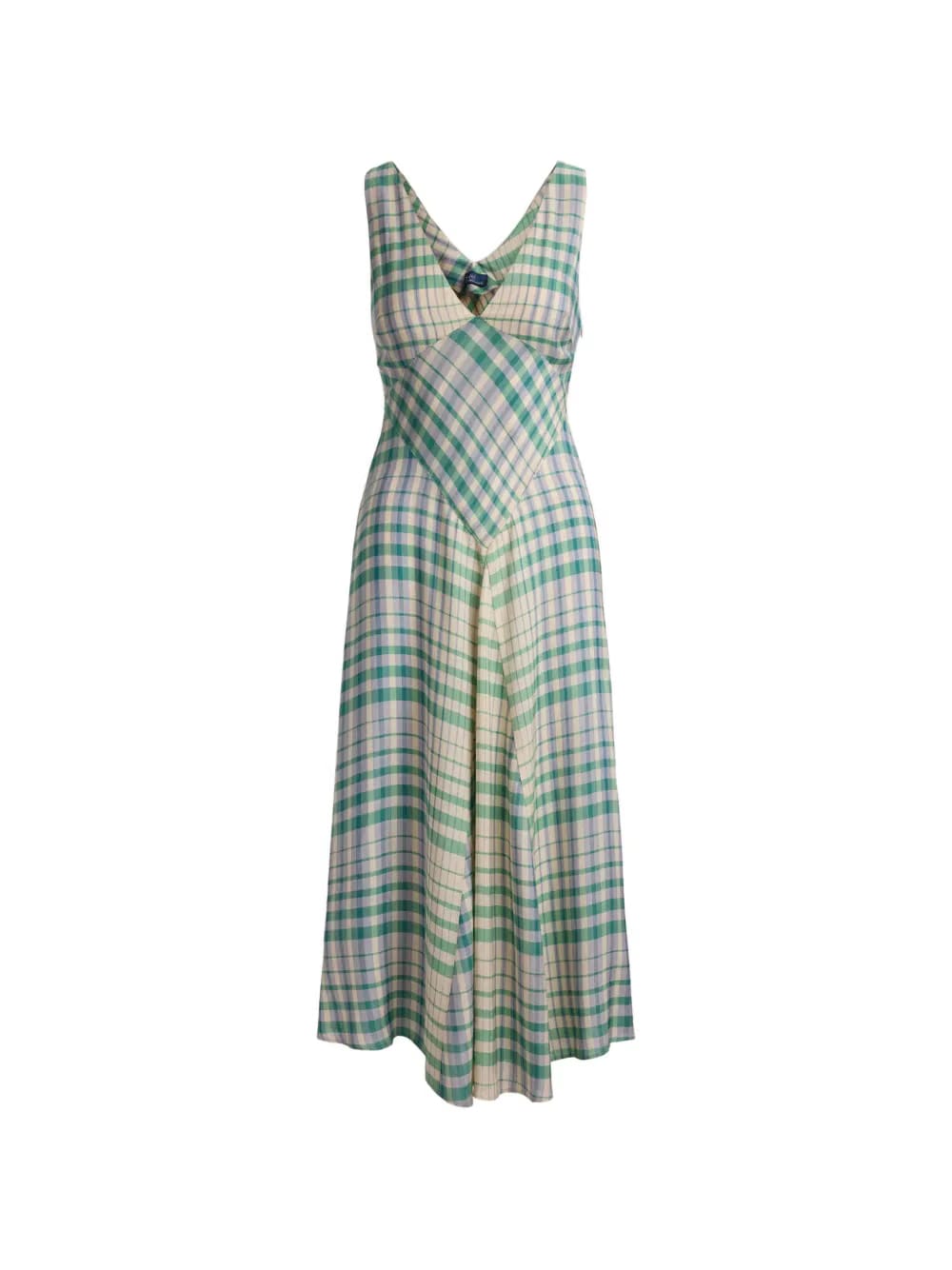 plaid paneled A-line dress