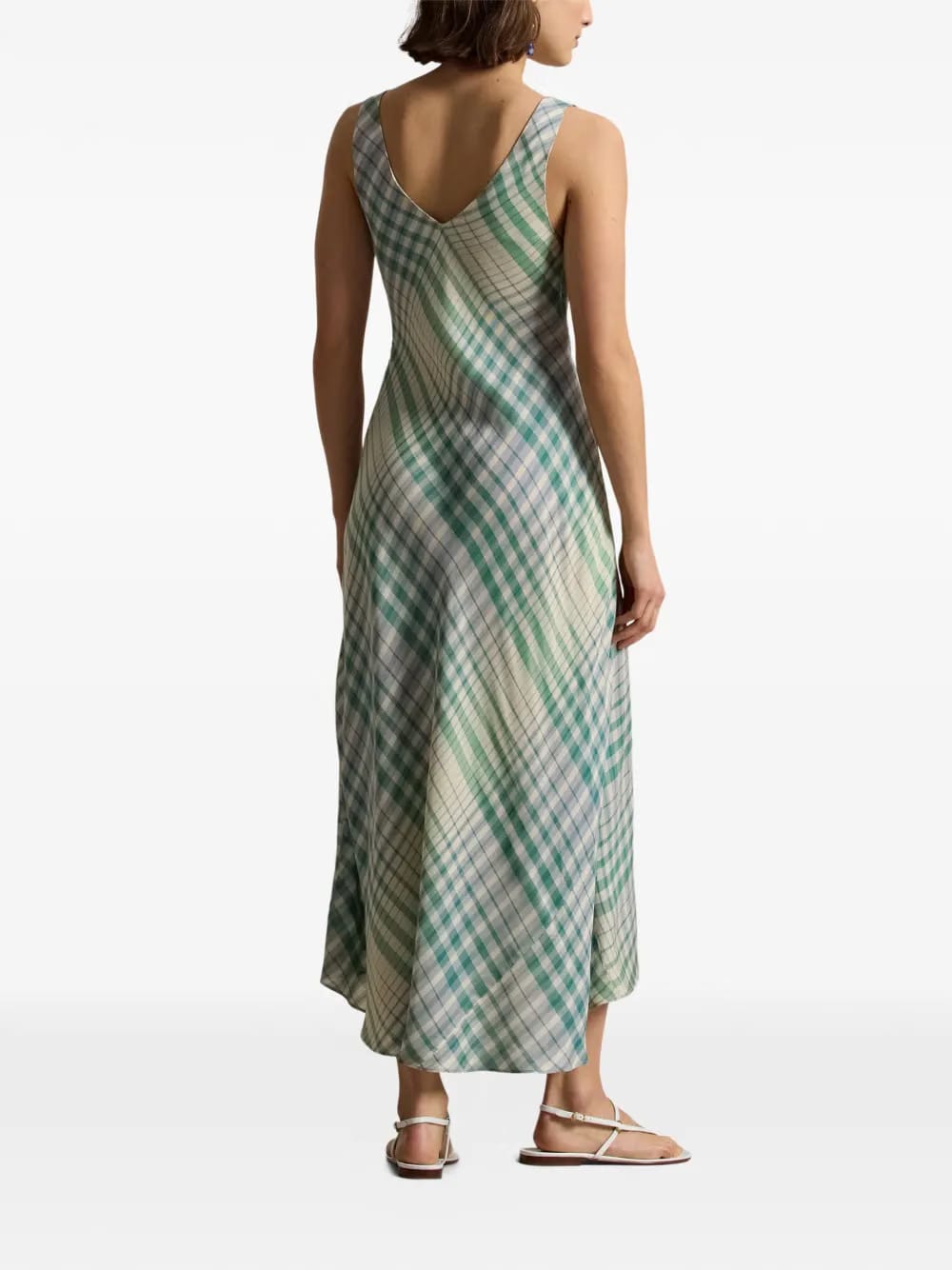plaid paneled A-line dress