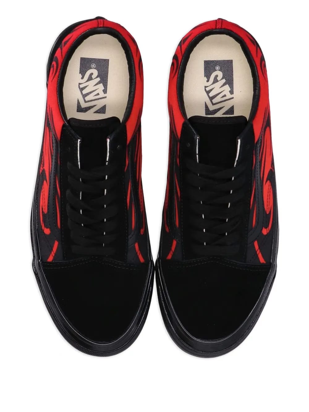 flame-embellished low-top sneakers