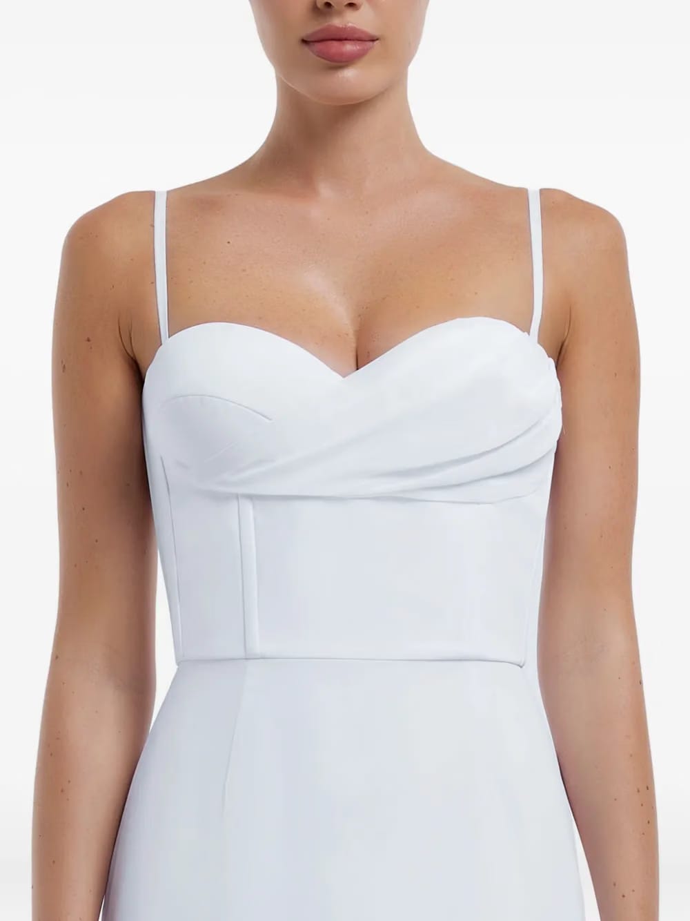 draped-bodice flounced bustier dress