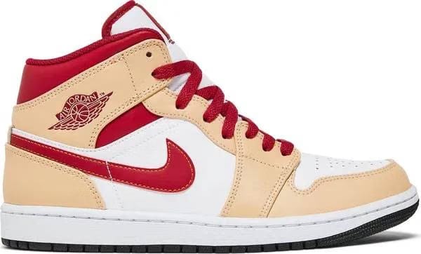 Air Jordan 1 Mid Light Curry Cardinal Red