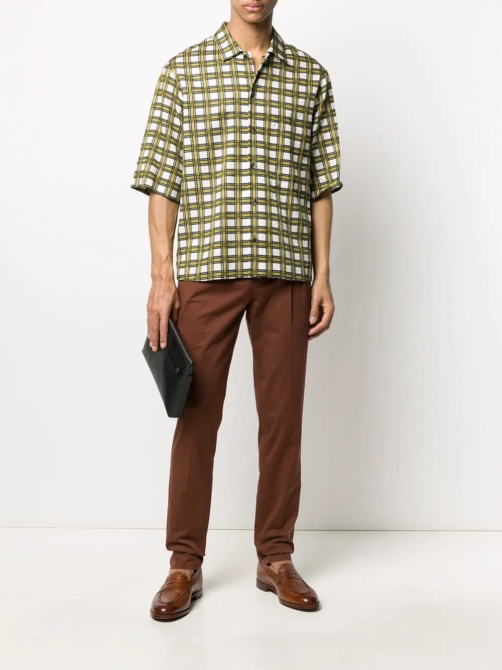straight fit double pleat trousers